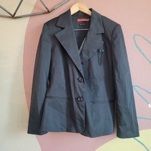 Alice + Olivia Black Zipper Blazer Jacket Medium